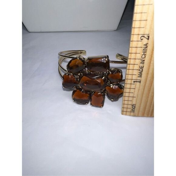 Topaz Colored‎ Crystal Cluster Cuff Bracelet - Picture 7 of 8